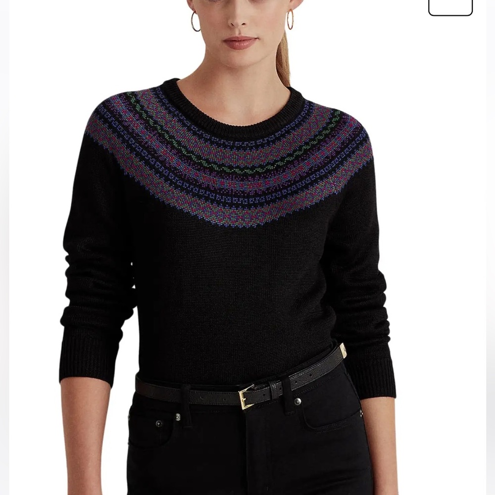 Fair Isle Cotton-Blend Crop Sweater